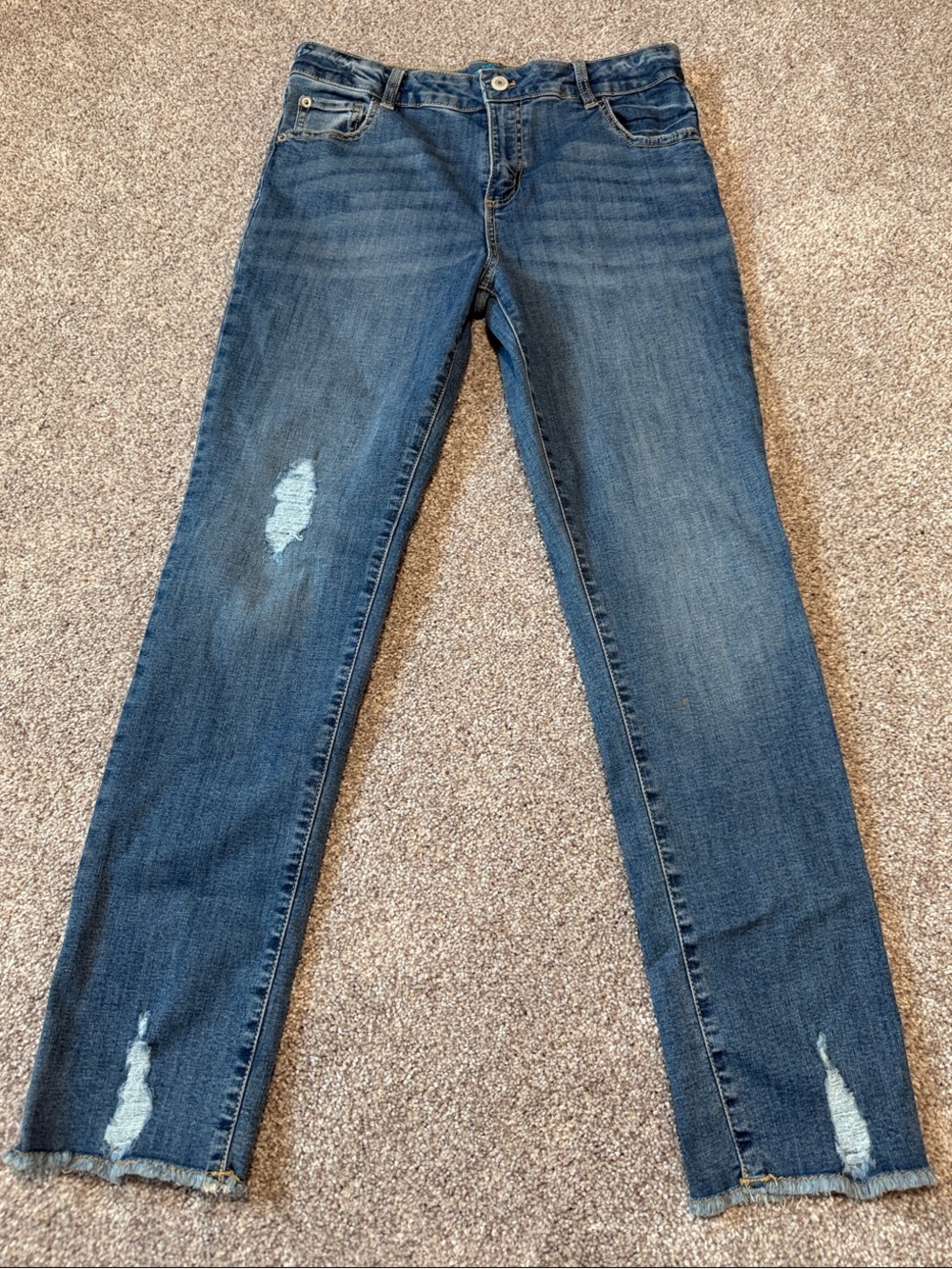 Girls Distressed Slim Straight Leg Jeans